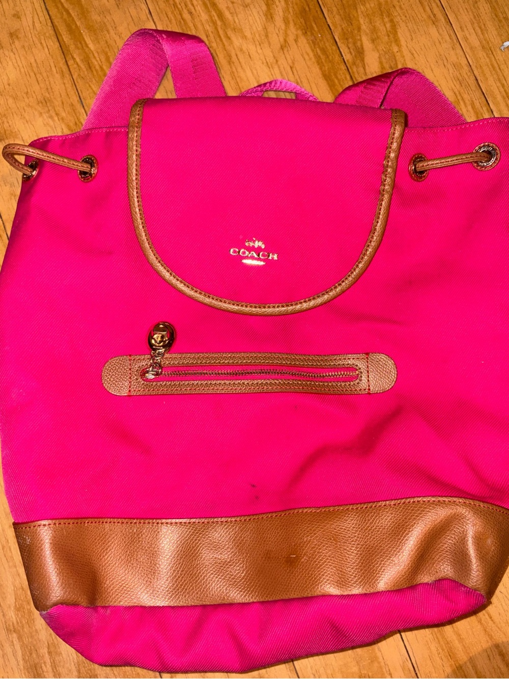 Coach Hot Pink Canvas Drawstring Backpack